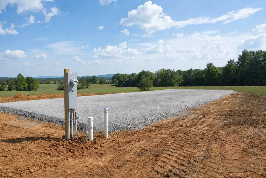 Gravel pad prepared for a Kentucky property project